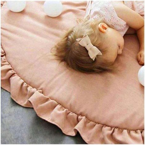 Tapis rond rose pour enfants, 1 pièce, doux, chaud, épais, avec une jolie dentelle, adapté à la décoration de la maison (1/4)