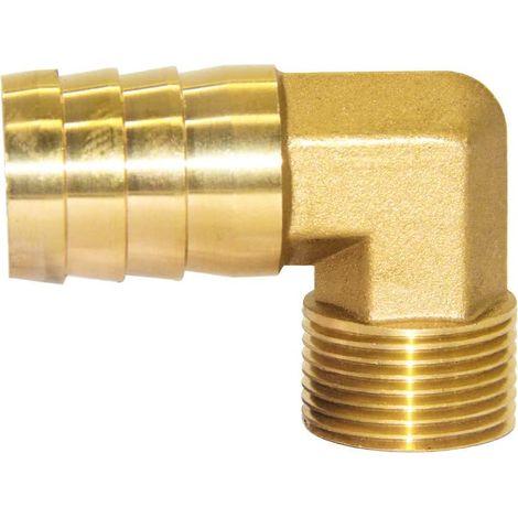 Raccord coudé en laiton à filetage mâle 3/4" avec embout cannelé pour tuyau (25 mm) (1/5)