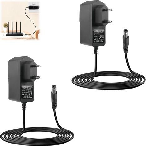 2PCS Bloc d'alimentation LED 12 V 1 A AC 100-240 V 50/60 Hz avec Prise européenne DC 5,5 x 2,5 mm pour Bandes LED, AC DC Adapter, Alim 12V pour Rubans LED, Routeurs, Haut-Parleurs, Caméras (1/5)