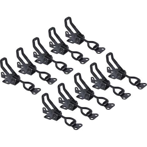 Confezione da 10 clip a levetta regolabili, clip metalliche per cerniere, modello 4002, clip a levetta a sgancio rapido per ante di armadi, nere, viti non incluse. (1/5)