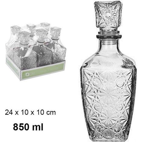 Trade Shop - 6 Vintage Wiskey Coñac Escocés Licor Botella De Vidrio Con Tapón 10x24cm -