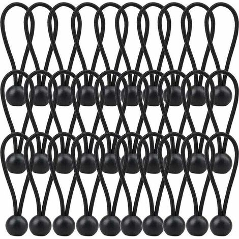30 Stück elastische Spanner, Planenspanner 140 mm, elastisches Planenseil für Pavillon, Plane, Camping, Zelt, Vorhänge, Verlängerungsgeschirr – Schwarz FLITI (1/4)