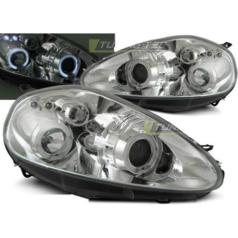 Paire de feux phares Fiat Grande Punto 05-08 angel eyes chrome-27361289 (1/3)