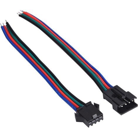 50 Paar Verbindungskabel (Stecker und Buchse), 4-polig, verzinnter Kupferkern, für LED-Streifen, 10 cm Länge (1/5)