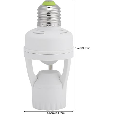 Douille E27 pour ampoule LED avec interrupteur et détecteur de mouvement infrarouge réglable (AC110-240V). (1/5)