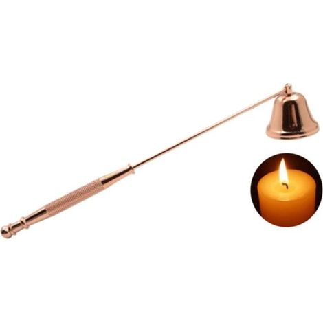 Extintor de velas de acero inoxidable color oro rosa para apagar velas de forma segura, accesorio para velas con mango, extintor de mecha para garantizar la seguridad de la llama.