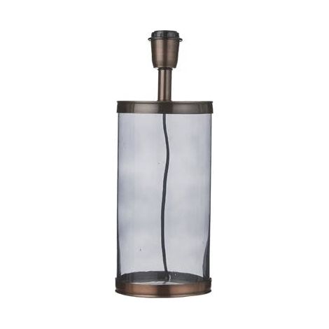 Lampe Cylindrique en métal cuivré en verre grisé D15xH30cm