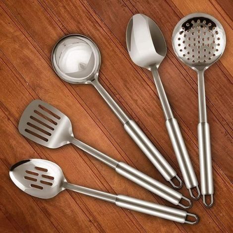 Ensemble d'ustensiles de cuisine en acier inoxydable - 5 pièces Cuillères de service (1/4)