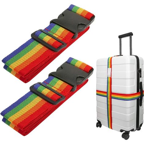 Sangle à bagage solide, courroie de valise réglable, ceinture de fixation pour voyage, lot de 2, robuste et extensible, idéale pour sécuriser vos bagages en déplacement. (1/5)