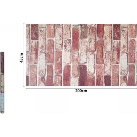 Trade Shop - Rollo Film Adhesivo Pvc Rústico Efecto Ladrillo 45cmx2 Mt Muebles Hogar 71278 -