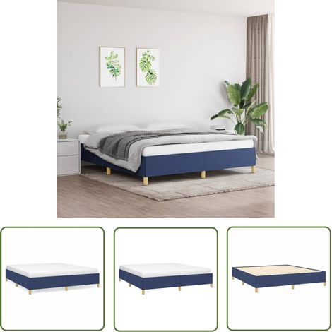 The Living Store Cadre de lit sans matelas bleu 160x200 cm tissu - Cadre De Lit - Lit Double - Lit Bleu - Lit Design - Literie (1/5)