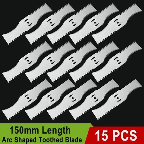 (15 lames) Lame dentée en forme d'arc de 15 cm, compatible avec les tondeuses à gazon, coupe-bordures et autres outils de jardinage à batterie lithium. (1/5)