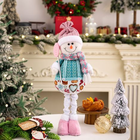 Figurines de Noël : Père Noël, bonhomme de neige, renne et grand-mère, figurines à jambes rétractables de styles variés, parfaites pour les fêtes de Noël - Décorations de table de Noël - 1 article (1/4)