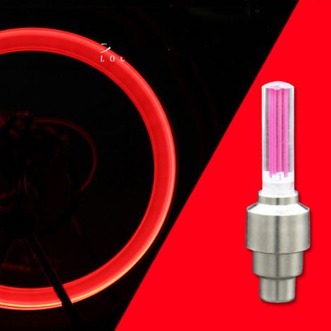 Lot de 2 lampes de valve de pneu pour roue de moto, décoration universelle pour la conduite de nuit, compatible avec voiture, moto et vélo (rouge). (1/4)