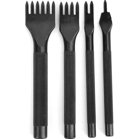 Set mit 4 x 4 mm Ahlen für Lederarbeiten, DIY-Lederbearbeitungswerkzeuge mit schwarzer Beschichtung (1/5)