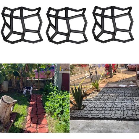 3 pièces moule en pierre pavage chaussée moules en béton tremplin pavé chemin de marche moules en ciment pour pelouse et jardin (1/5)