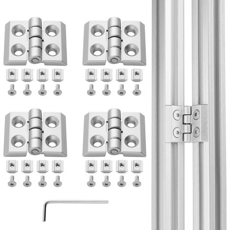 Lot de 4 Charnières M4 pour Profilé en Aluminium 2020, Argent (1/5)