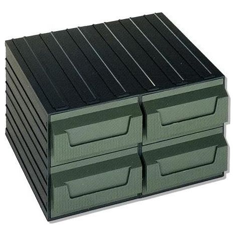 Terry N 7 4C Servo Cassettiera Modulare 4 Cassetti con Portaetichette Frontali Componibile Plastica colore Verde