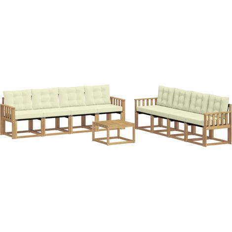 Outdoor-Sofagarnitur mit Kissen 9 pcs Weiß und Creme vidaXL (1/5)