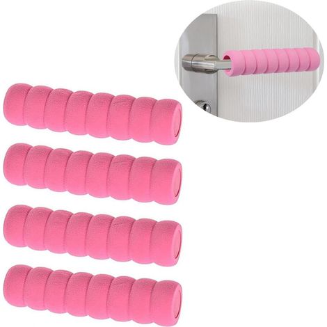 Protections amortissantes pour poignée de porte, lot de 4, roses, anti-chocs, réduisent les impacts et protègent les murs contre les dommages, pour intérieur et extérieur (1/5)