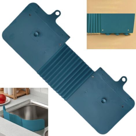 QORVA-Protection Anti éclaboussures Dispositifs - Bleu Foncé, 1 Pièce, Robinet D'évier Eclaboussure, Réutilisable Tapis Evier pour Convient Plan de Travail Salle Bain Cuisine