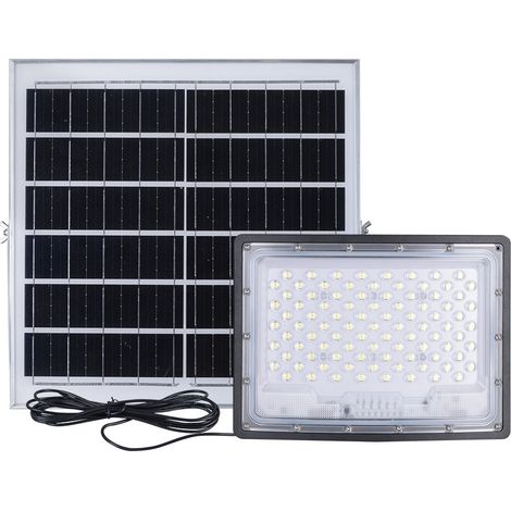 Lampe Solaire LED 400W avec Télécommande et Capteur de Lumière, Projecteur Étanche en ABS pour Jardin, Camping et Éclairage Rural (1/5)