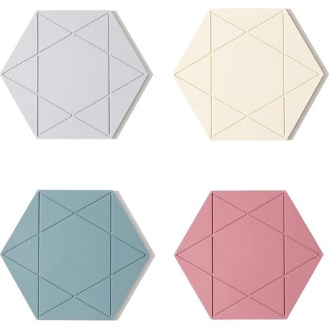 Set di 4 tappetini sottopentola in Silicone, Tappeto di essiccazione, Versatile, resistente, multi-funzione Reposecuillère Sotto Vetro Cucina (1/5)