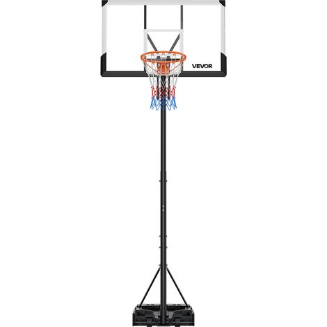 VEVOR Soporte Portátil para Canasta de Baloncesto, Acero Reforzado, Altura Ajustable 1,6 a 3,05 m, Diseño Elevable, con Tablero de Policarbonato de 1117,6 mm y Ruedas, para Terrazas y Escuelas (1/5)