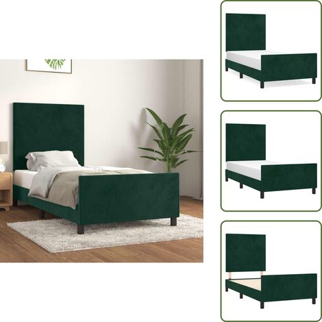 The Living Store Bettgestell ohne Matratze Dunkelgrün 90x200 cm Samt - Samtbettwäsche - Bettessel - Doppelbett - Boxspringbett - Lattenrost (1/5)