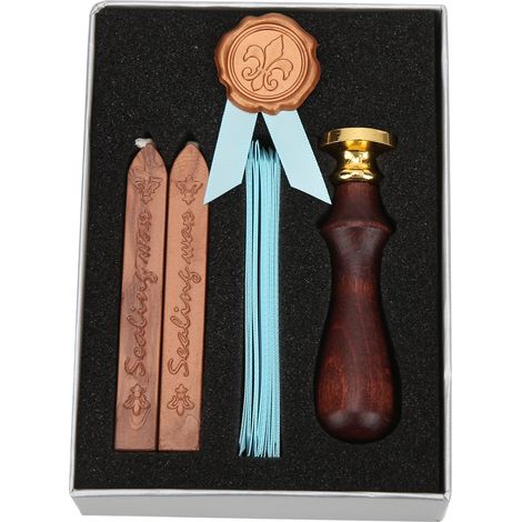 Wax Seal Vintage Wood Wide Applications Wax Stamp Kit with Exquisite Box for Sealing LetterIris (1/5)