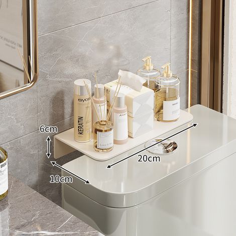Schmales Wandregal über der Toilette, 20x10x6 cm Badezimmer-Ablagebrett, weiße Wandhalterung ohne Zubehör-lsw
