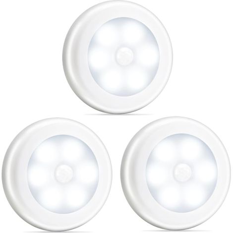 Novelty Place [Super Bright Lampes à détecteur de Mouvement à Del - Alimentation par Batterie, Aimant intégré, Tampon adhésif(en Option)- Veilleuse de Placard de Couloir de Salle de Bain - 3pcs