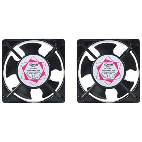 Ventilateur axial pour inserts de cheminée, encastrable, résistant aux hautes températures, pales métalliques, silencieux, universel, 120 x 120 x 38 mm – 2 pièces