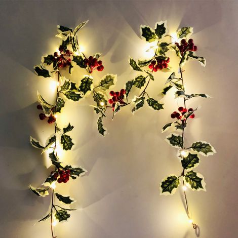 Décorations lumineuses de Noël et roseaux aux baies rouges pour Thanksgiving [Rosenaux aux baies rouges + Lumières] (1/2)