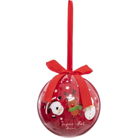 Déco Sapin Boule de Noël D 7.5 cm Rouge brillant Joyeux Noël - Feeric Christmas (1/2)