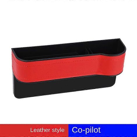 Organisateur latéral de siège avec porte-gobelet pour voiture, en cuir, multifonctionnel, remplisseur d'espace entre les sièges, boîte de rangement, poche de siège, système de rangement (A-Red copilot