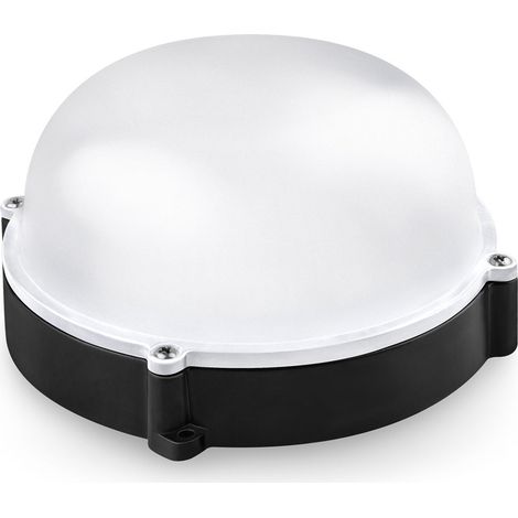 Runde LED-Außenwandleuchte aus Matel, IP65, Schwarz, 12 W, warm