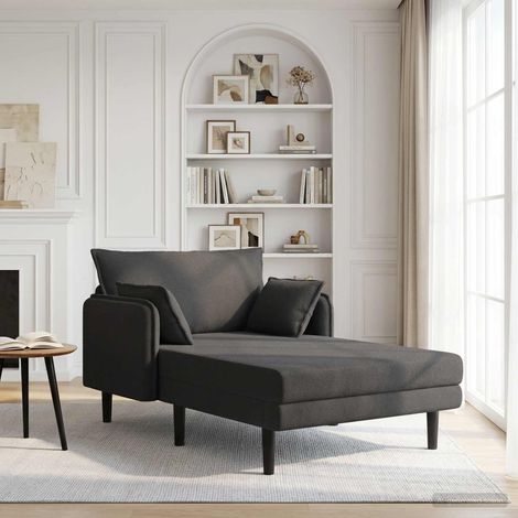 vidaXL Chaise longue de gran tamaño Gris oscuro Bouclé (1/5)