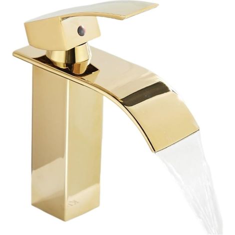 Robinet de cuisine Robinets d'évier de salle de bains montés sur cuisine nordique en or, robinet de lavabo, robinet de lavabo de salle de bains minimaliste moderne, robinet d'eau mélangeur(SHORT) (1/5)