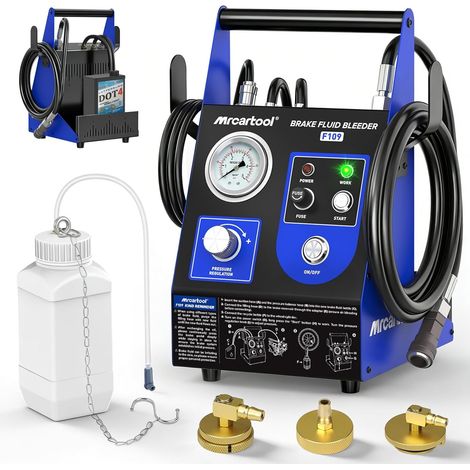 Purgeur de Freins Automatique Pulsé 220V pour Voiture, Kit de Purge et Changement de Liquide de Freins avec 3 Adaptateur pour Maître-Cylindre, Pression Réglable 0.52.5Bar (1/5)
