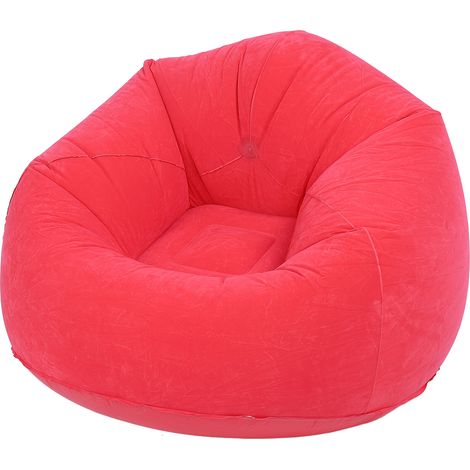 Chaise longue gonflable floquée en PVC, canapé pliable et Portable pour salon, chambre à coucher, balcon, bureau, voyage, rouge (1/5)