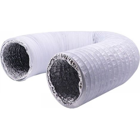 Tuyau d'échappement flexible en aluminium PVC de 150 mm de longueur 6 m - Tuyau d'aération pour extracteurs, climatiseurs, sèche-linge (ø150 mm 6 m, blanc) (1/4)