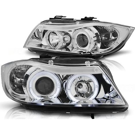 Faros doble halo llantas BMW E90/E91 03 05-08 08 ANGEL EYES CROMO