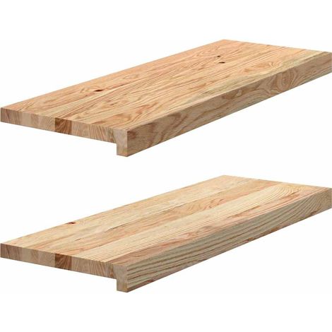 Marches d'escalier 2 pcs non traité 70x30x2cm bois chêne massif (1/5)