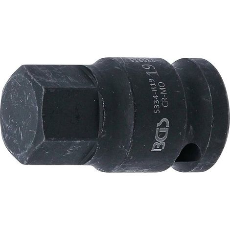 Douille à Embouts à Choc 42 mm - 12,5 mm (1/2), Six Pans Intérieurs 19 mm - Résistante et Précise - D-Work