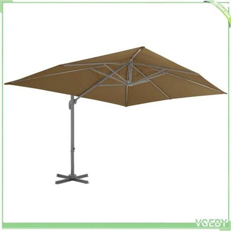Parasol de jardin déporté - FAFEICY - 44639 - 400 x 300 cm - Taupe - Mât aluminium inclinable 360° (1/5)