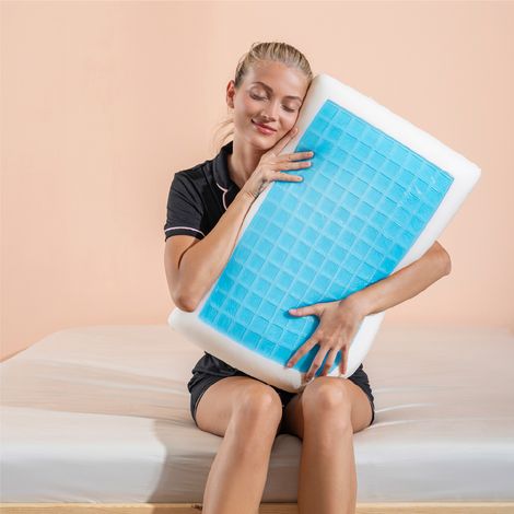 Cuscino Memory Foam con Gel Rinfrescante 60x40 cm – Guanciale Letto Saponetta, Traspirante Anti-Sudore, Supporto Morbido per Sonno Fresco e Confortevole, Federa Sfoderabile (1/5)