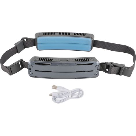 Ortviai Ventilateur de Taille Portable Réglable, Double Face 6500 tr/min, Batterie Rechargeable 5000 mAh, Gris (1/5)