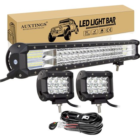 Barra de luz LED, patrones de haz versátiles, diseño impermeable, cable de 23 pulgadas y 2 x 36 W. (1/2)