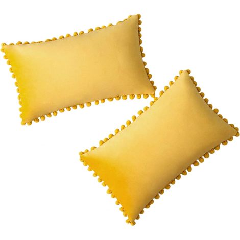 Housse De Coussin - Velours À Pompons - 45 x 45 cm - Vert Foncé - Pour Canapé Chambre Voiture - Lot De 2 (1/5)